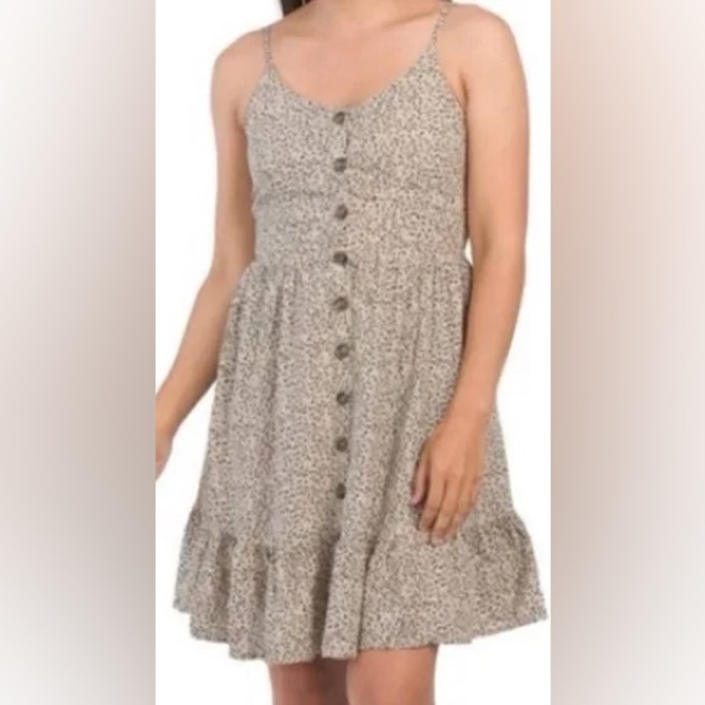 Cheetah Print Ruffled Spaghetti Striped Dress